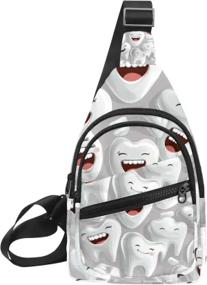Fanny Pack Cross Body Bag for Outdoors Hiking Traveling, Cartoon Teeth (1)