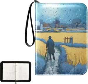 Farm Painting Card Binder 4-Pocket, 400 Pockets Trading Cards Holder Games Card Albums Storage Organizer Case for Football, Baseball Cards