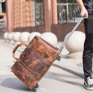 Fashion Case Travel Roller With Leather Weekend Trolley Bags Low-price guarantee Bags High Large Men's Luggage Leather Real MAHEU Genuine No customs hassle Quality