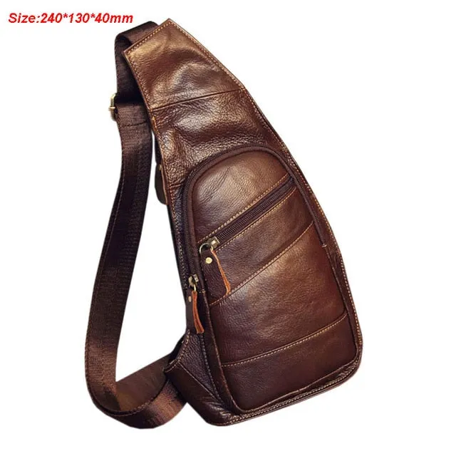 Fashion Genuine Plug-in Chest Bag Sling Shoulder Men Cross High Efficient Quality Pack Back Vintage Messenger Day Body Cowhide Leather Travel
