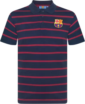 FC Barcelona Official Soccer Gift Mens Striped Polo Shirt