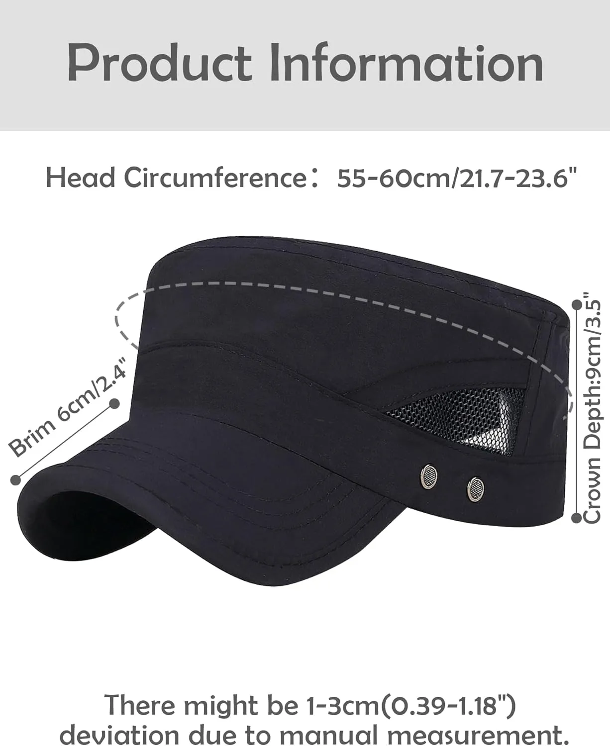 FEOYA Men's Quick Dry Mesh Flat Cap Breathable Military Hat Adjustable Baseball Cap Summer Trucker Hat