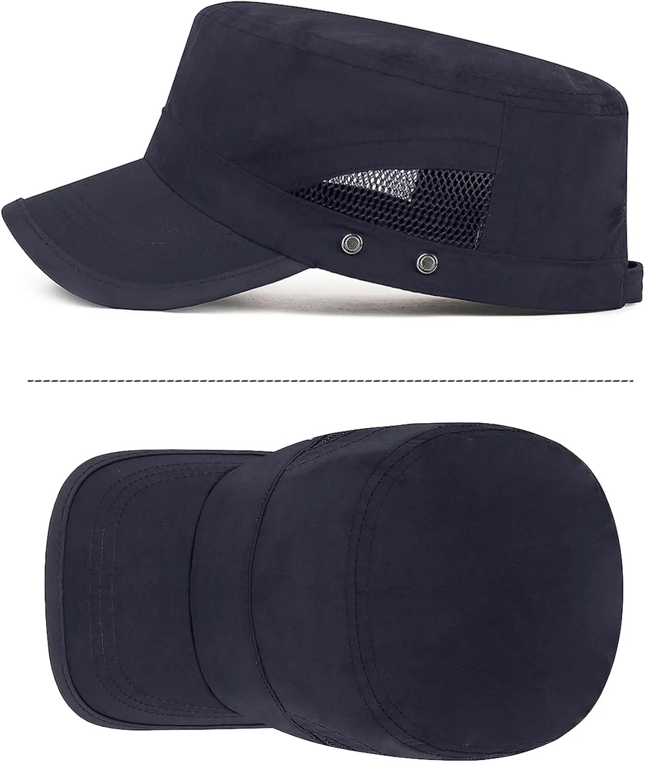 FEOYA Men's Quick Dry Mesh Flat Cap Breathable Military Hat Adjustable Baseball Cap Summer Trucker Hat