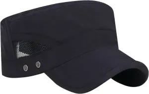 FEOYA Men's Quick Dry Mesh Flat Cap Breathable Military Hat Adjustable Baseball Cap Summer Trucker Hat