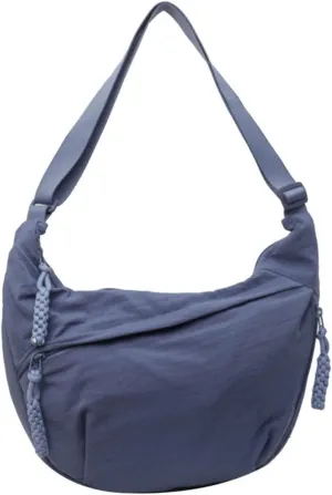 Festivalment Crossbody Bag, Fashion Plain Color Nylon Crossbody Bag, Cute Multi Pocket Sling Crescent Travel Size Purse
