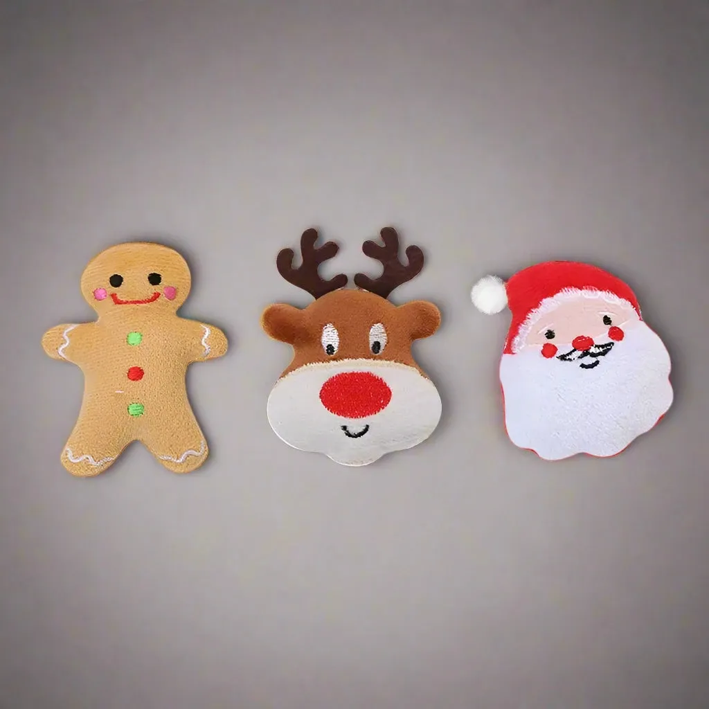Festive Pet Christmas Plush Toys for Dogs & Cats - Soft, Washable, Holiday Designs Including Santa & Deer