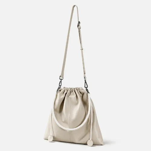 First-layer Cowhide Bucket Bags, Drawstring Bucket Purses 2 Pieces Sets