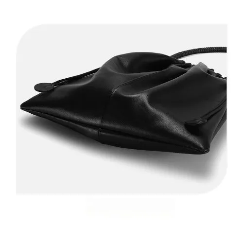 First-layer Cowhide Bucket Bags, Drawstring Bucket Purses 2 Pieces Sets