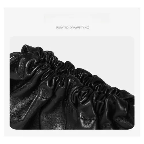First-layer Cowhide Bucket Bags, Drawstring Bucket Purses 2 Pieces Sets
