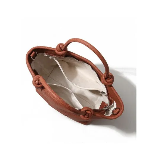 First-layer Cowhide Handbag,Knotted Design,Genuine Leather