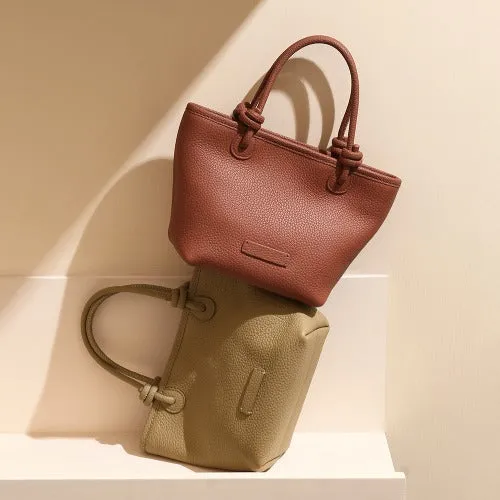 First-layer Cowhide Handbag,Knotted Design,Genuine Leather