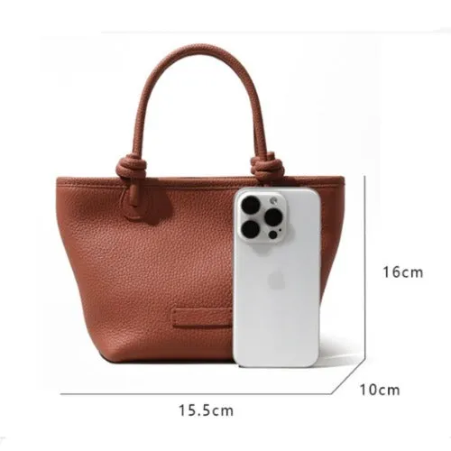 First-layer Cowhide Handbag,Knotted Design,Genuine Leather