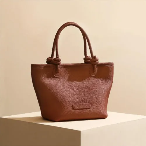 First-layer Cowhide Handbag,Knotted Design,Genuine Leather
