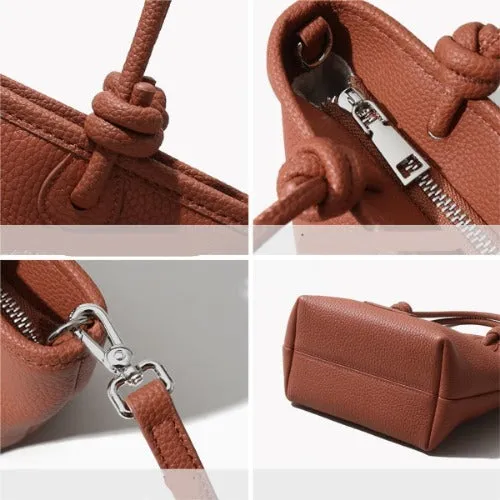 First-layer Cowhide Handbag,Knotted Design,Genuine Leather