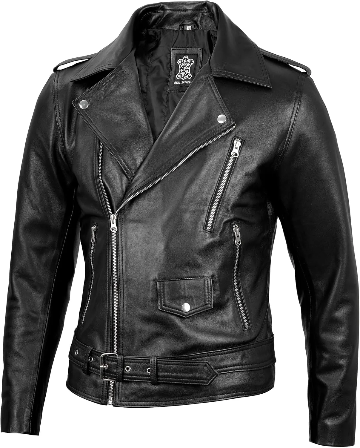 fjackets Asymmetrical Style Men's Leather Jacket - Premium Lambskin Leather Jackets Men