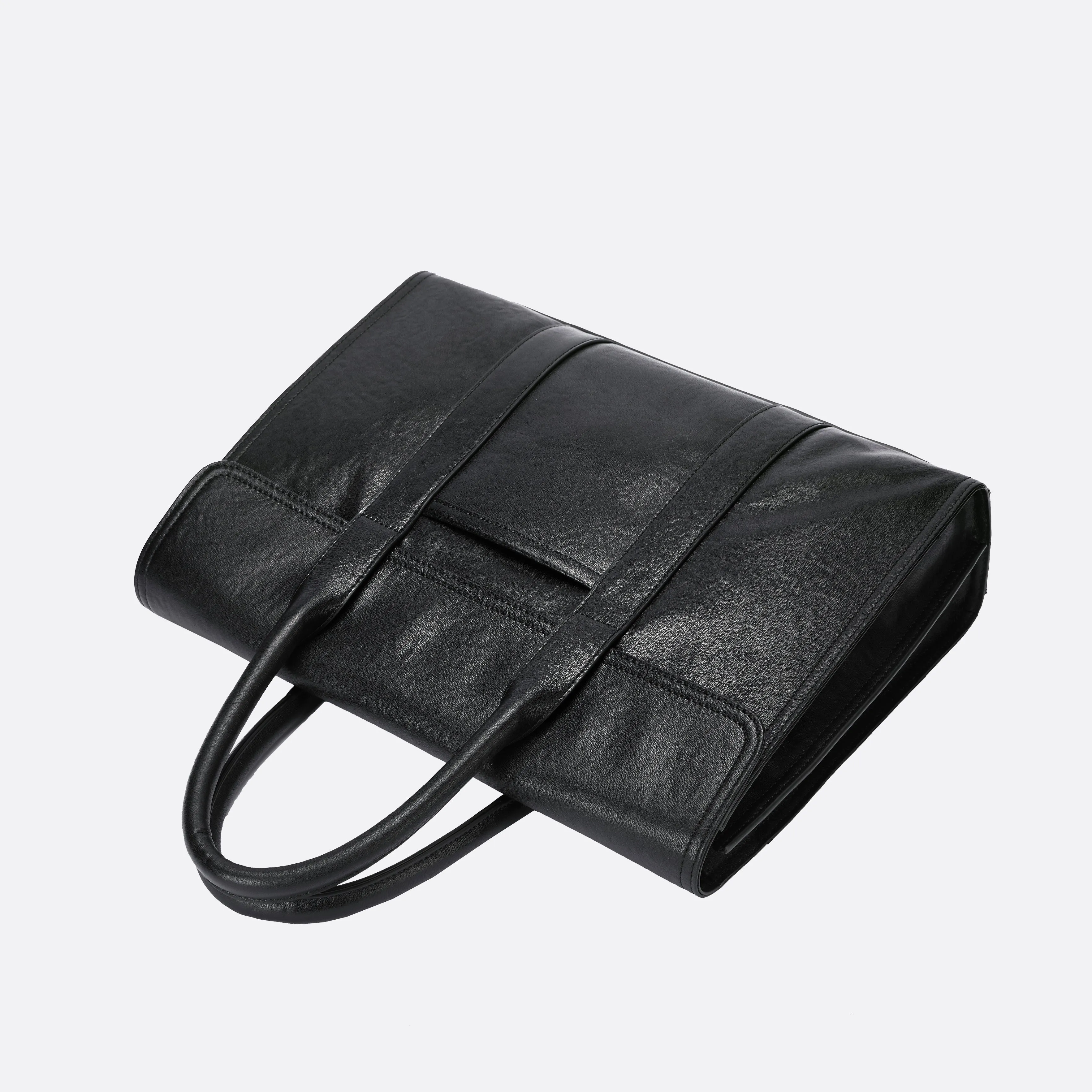 Flap design genuine cowhide leather travel briefcase