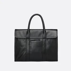 Flap design genuine cowhide leather travel briefcase