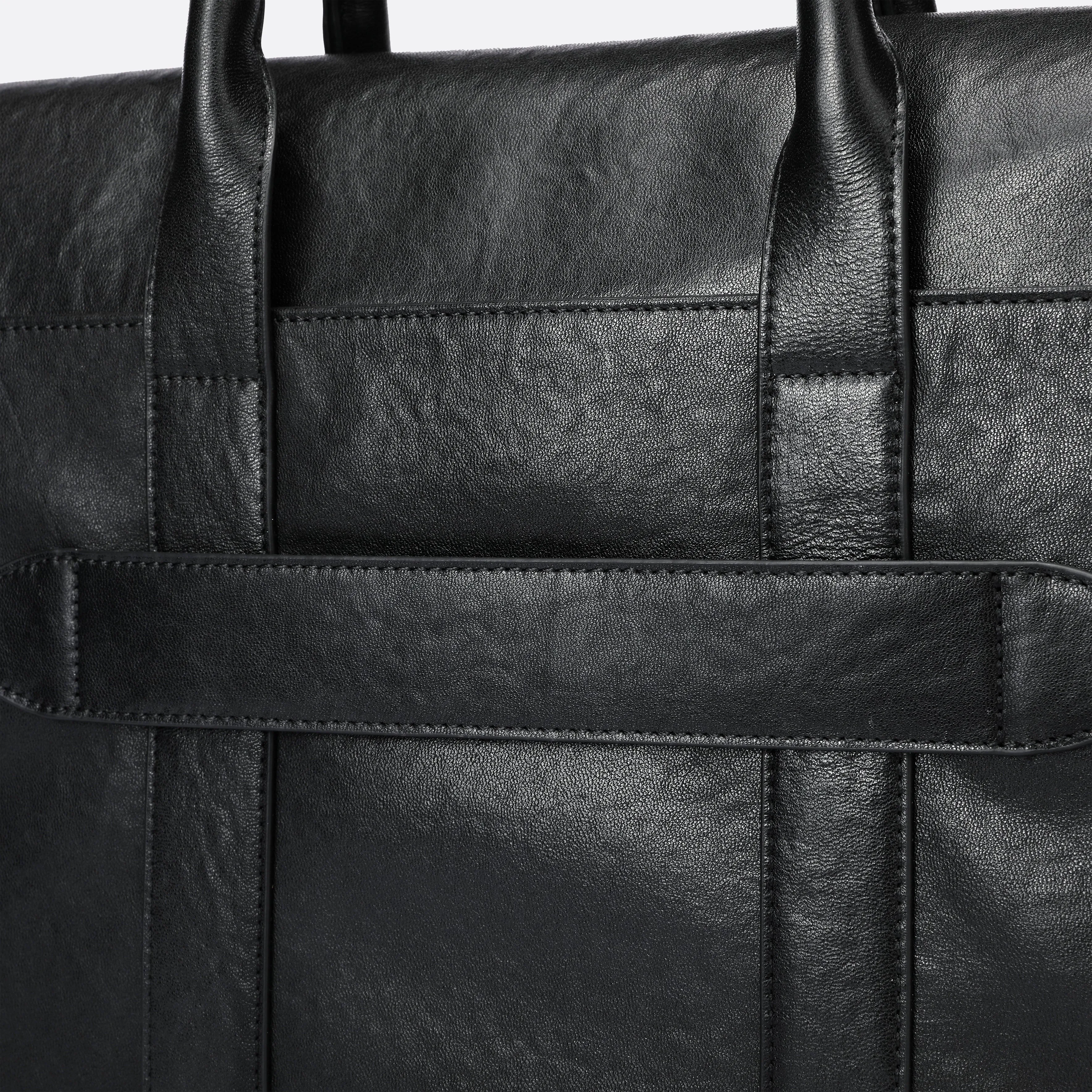 Flap design genuine cowhide leather travel briefcase