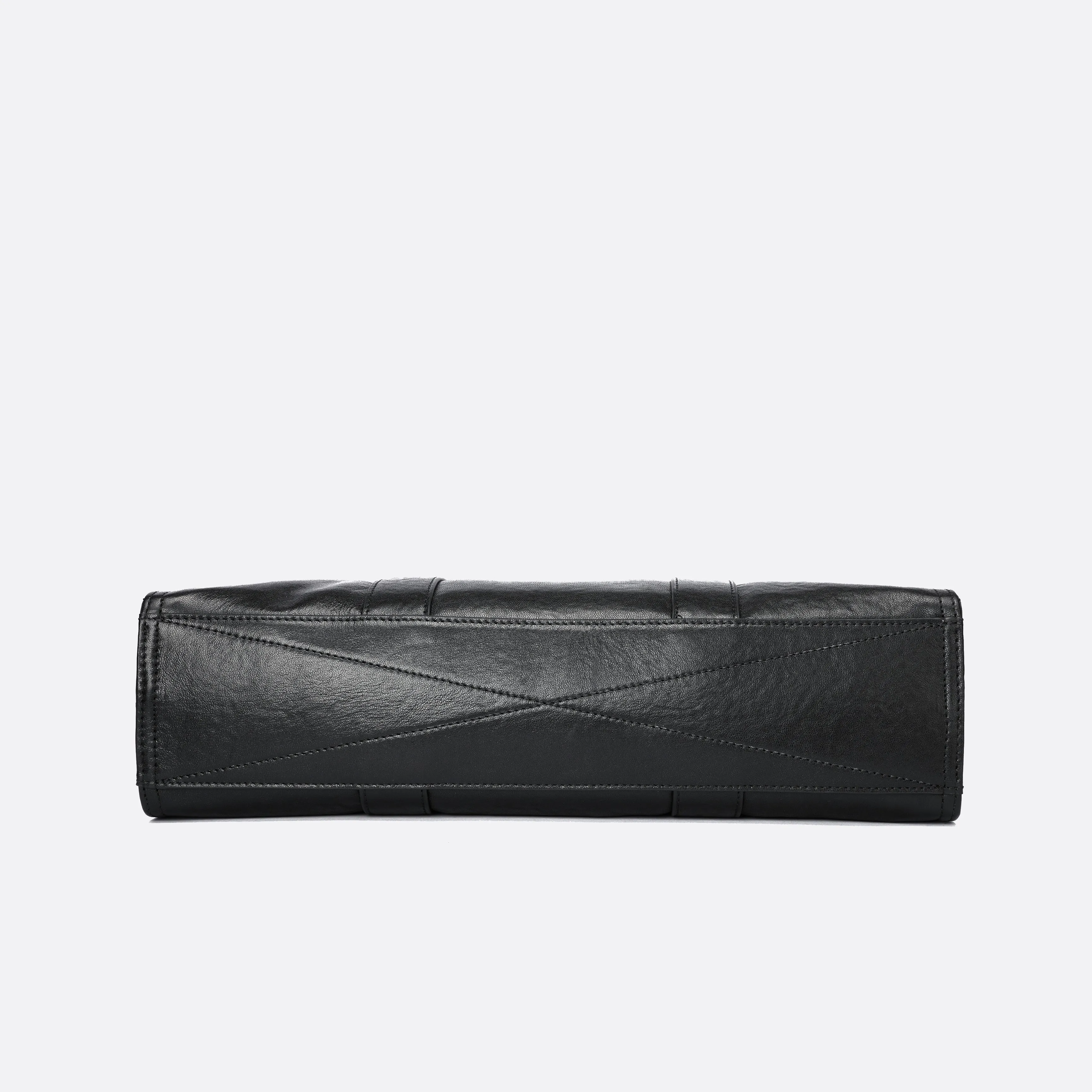Flap design genuine cowhide leather travel briefcase