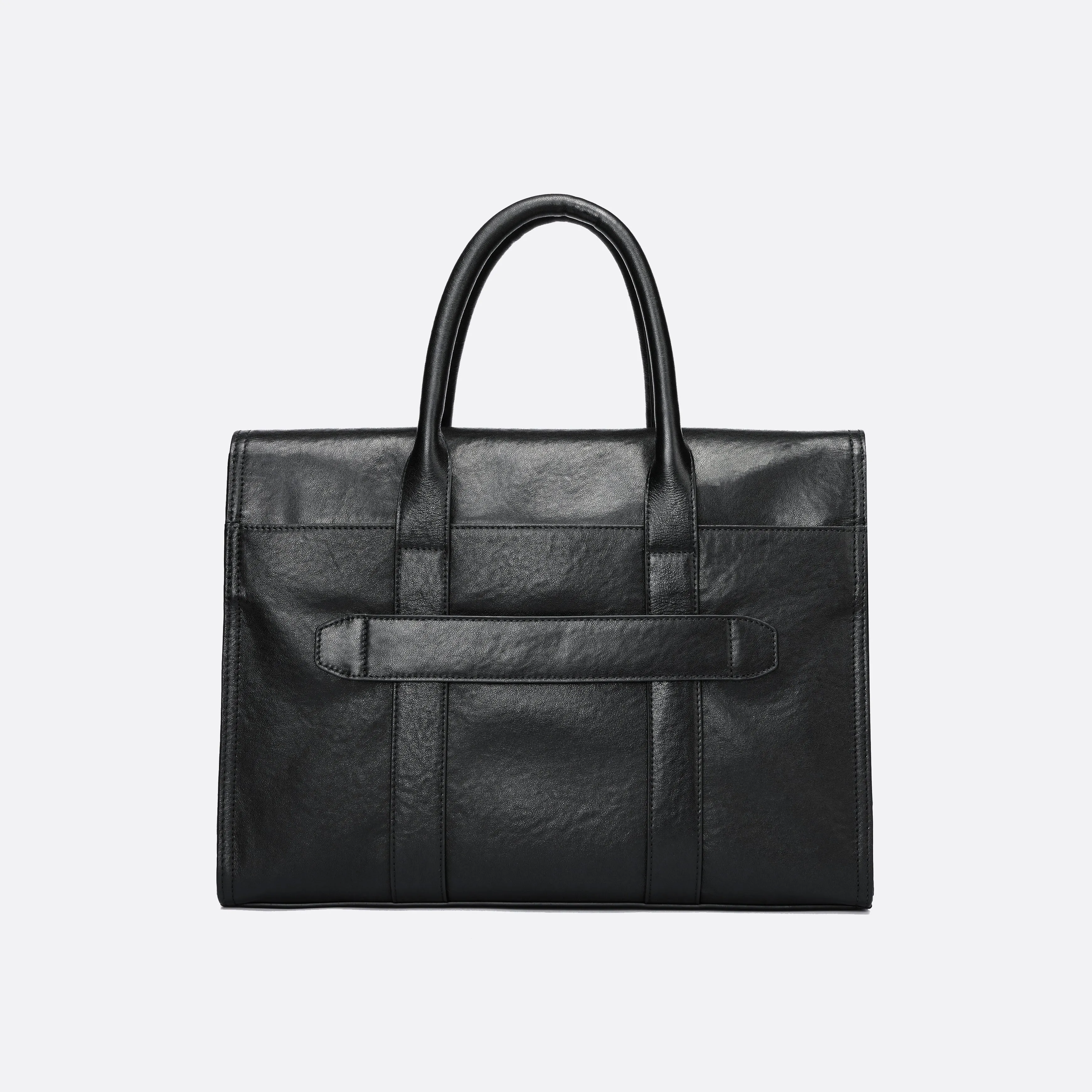 Flap design genuine cowhide leather travel briefcase