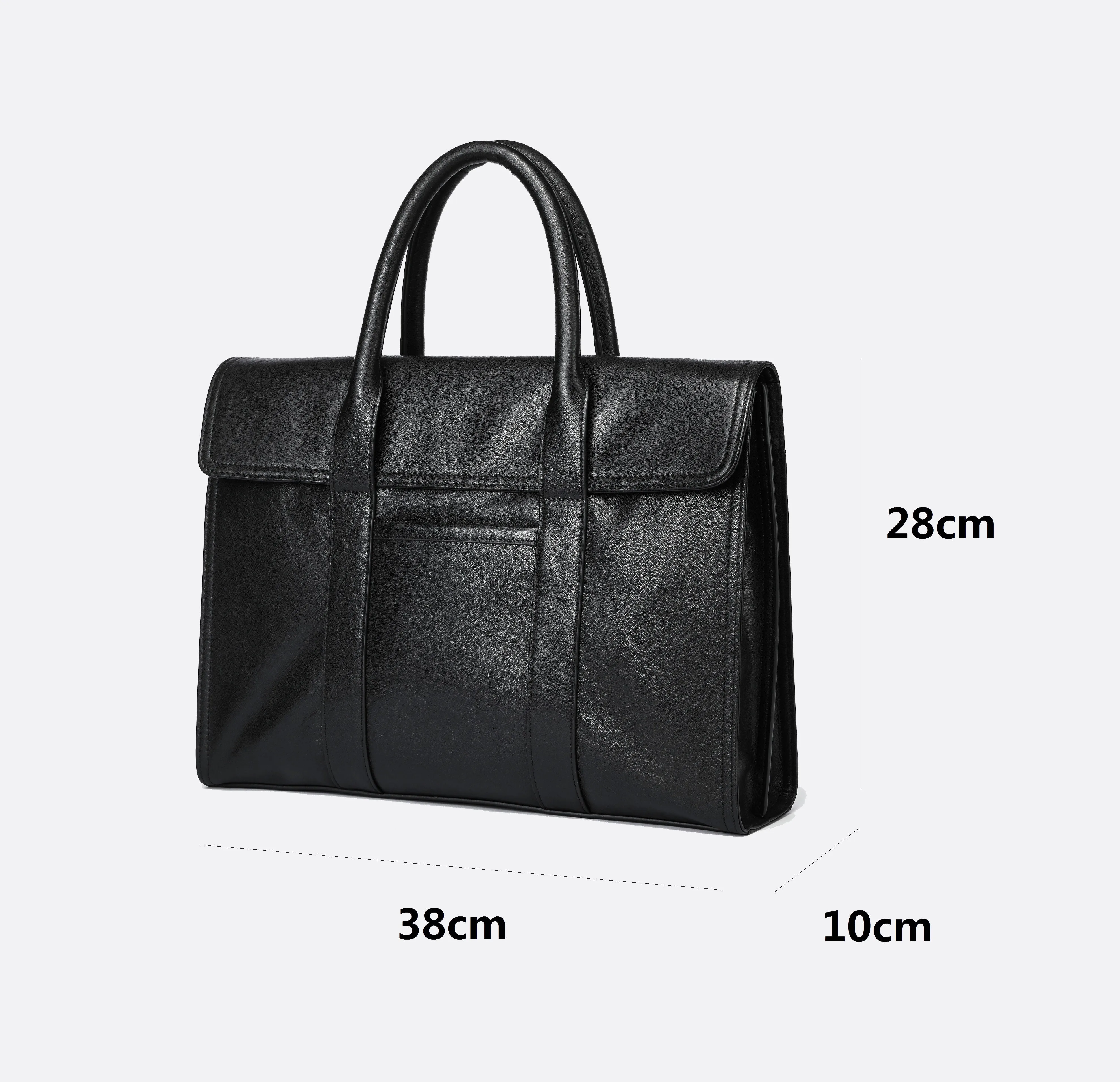 Flap design genuine cowhide leather travel briefcase