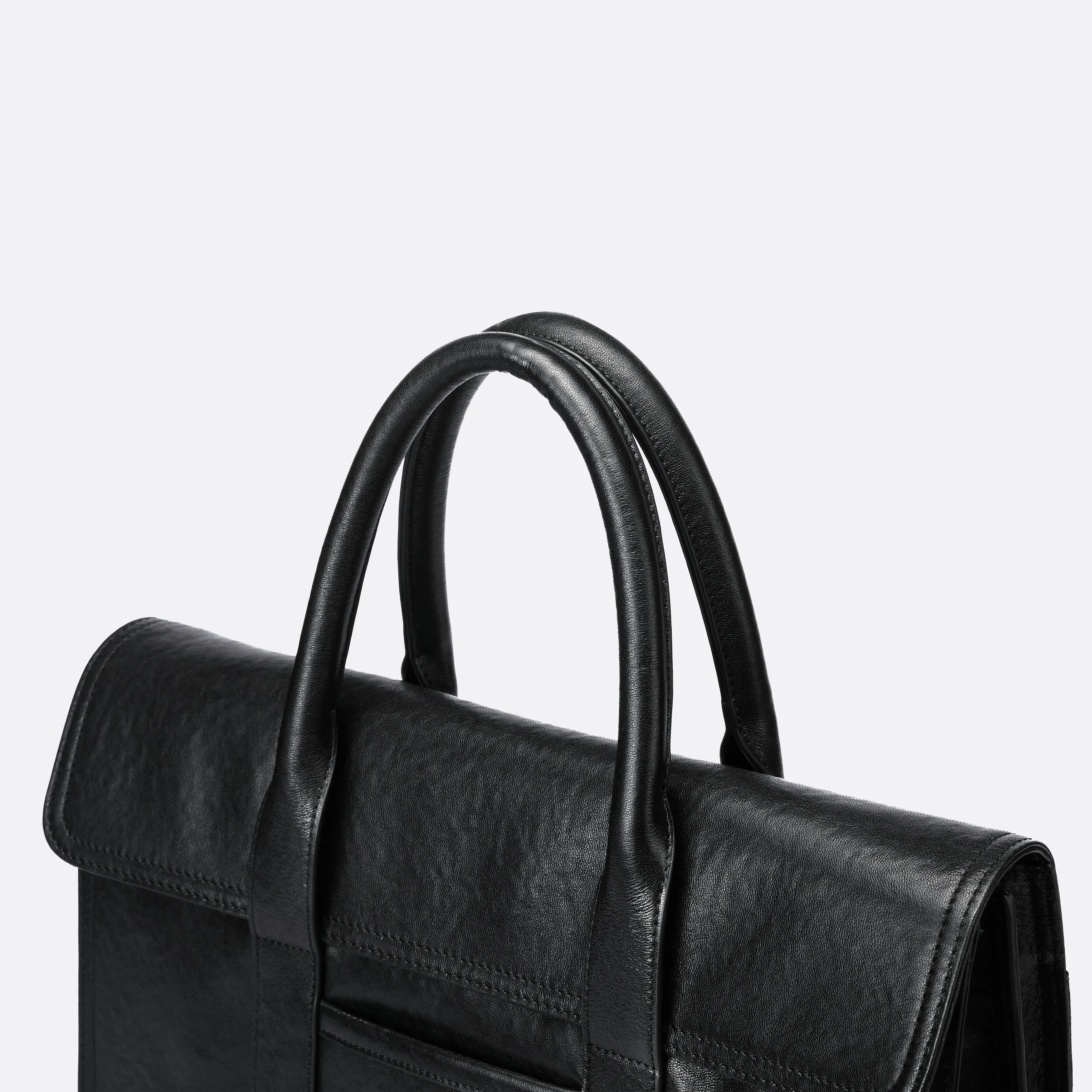 Flap design genuine cowhide leather travel briefcase