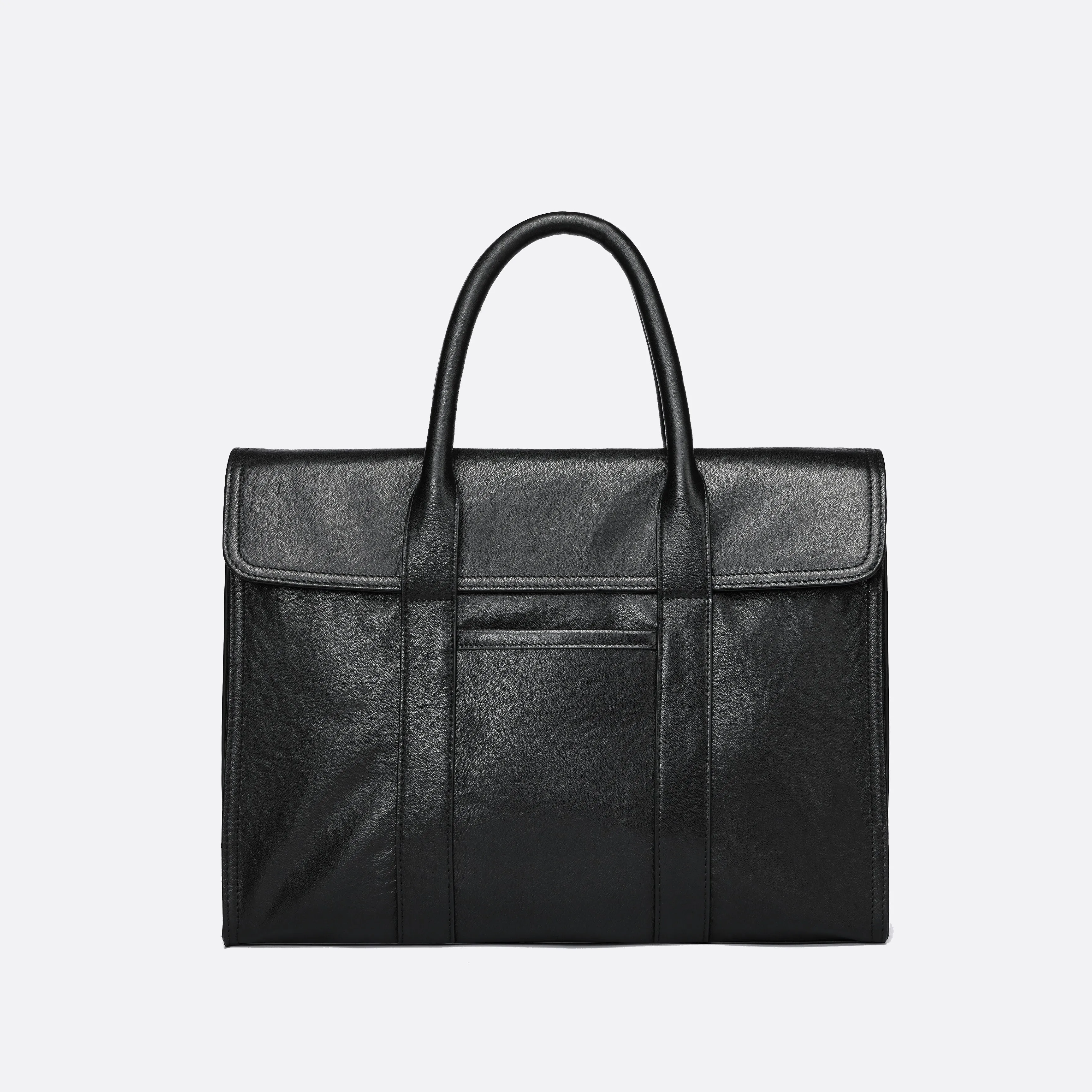 Flap design genuine cowhide leather travel briefcase
