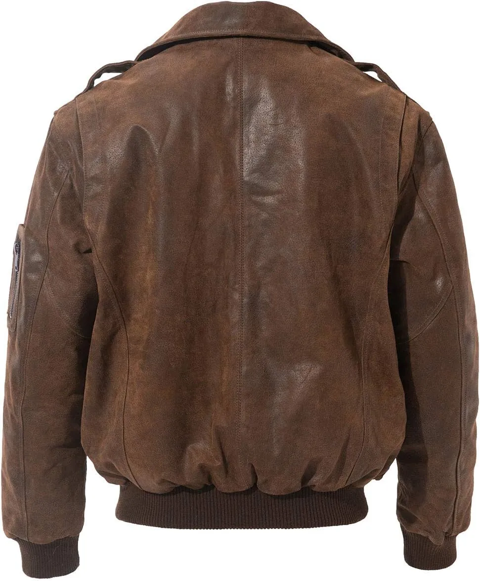 FLAVOR Men's Leather Flight Bomber Jacket Air Force Aviator