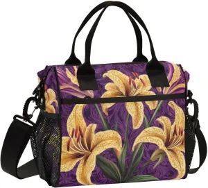 Fleur De Lys Flower Cooler Bag 16/24 Cans Large Leakproof Soft Insulated Lunch Cooler for Picnic, Beach, Work, Camping, Portable Reusable Lunch Bag for Men Women