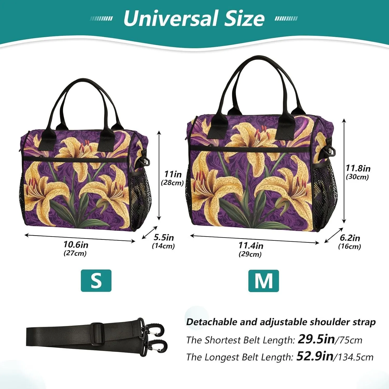 Fleur De Lys Flower Cooler Bag 16/24 Cans Large Leakproof Soft Insulated Lunch Cooler for Picnic, Beach, Work, Camping, Portable Reusable Lunch Bag for Men Women