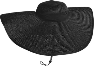 Flex Beach Sun Hat for Women Satin-Lined Rollable Removable Chin Strap UPF50 Big-Head Friendly with Travel Bag