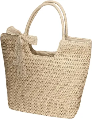 Floerns Women's Large Straw Hobo Bag Retro Handbag Summer Beach Handle Tote Bag