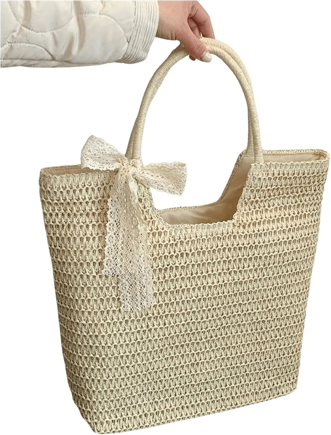 Floerns Women's Large Straw Hobo Bag Retro Handbag Summer Beach Handle Tote Bag