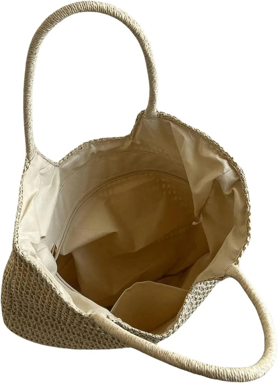 Floerns Women's Large Straw Hobo Bag Retro Handbag Summer Beach Handle Tote Bag