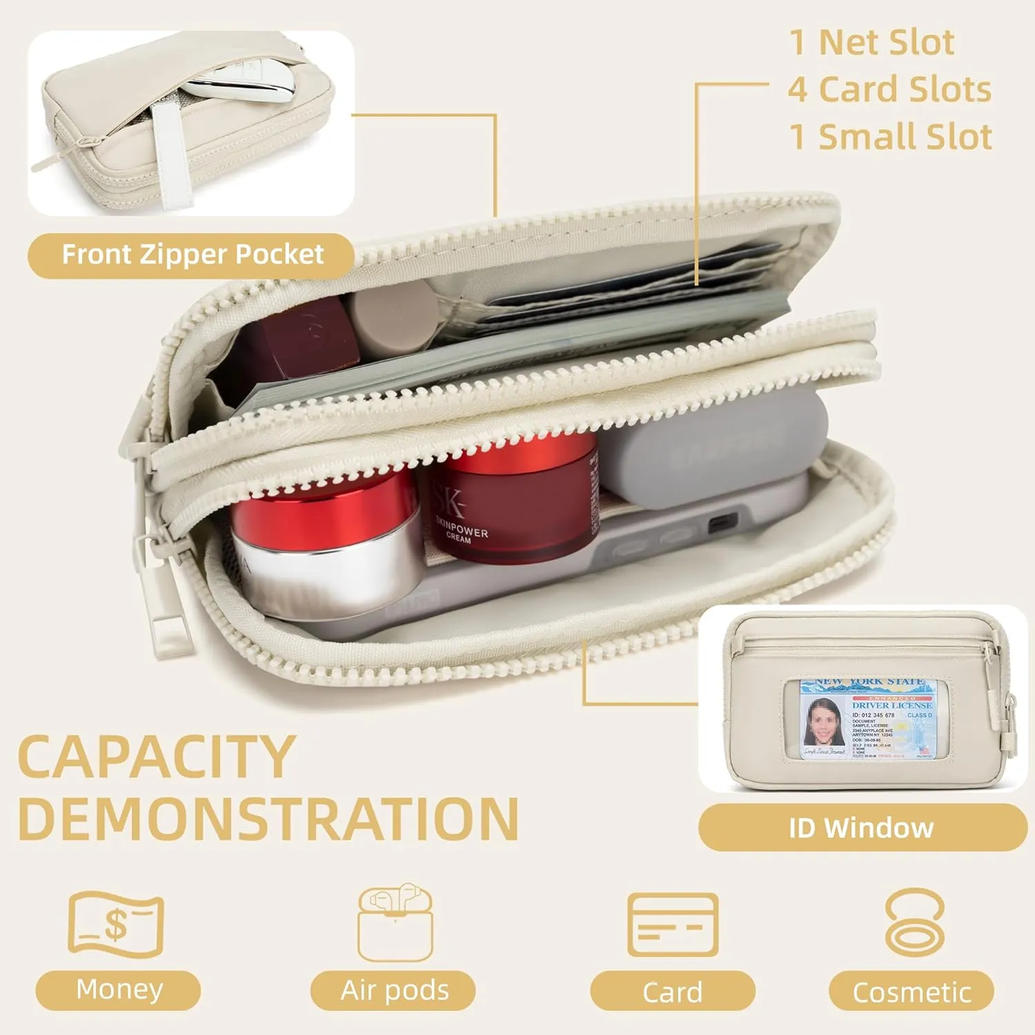 FODOKO Wristlet wallets for women Nylon Quilted Wallet with 4 Zippers,Travel Credit Card,Holder Cell Phone Organizer,coin purse