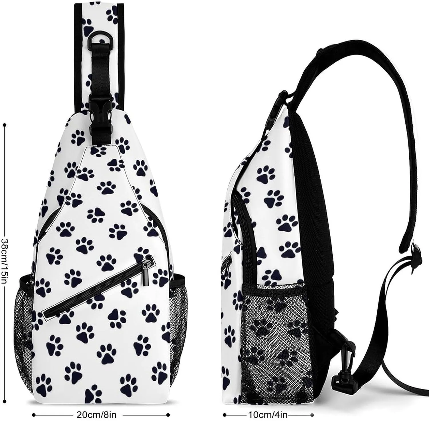 Footprints-dog-cats-print Crossbody Sling Backpack, Shoulder Bag Chest Bag for Travel Sport Running, 38x20cm, Style
