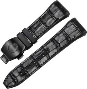 for Franck Muller V45 Series 28mm Nylon Genuine Leather Silicone Watchband Black Blue Folding Buckle Watch Strap