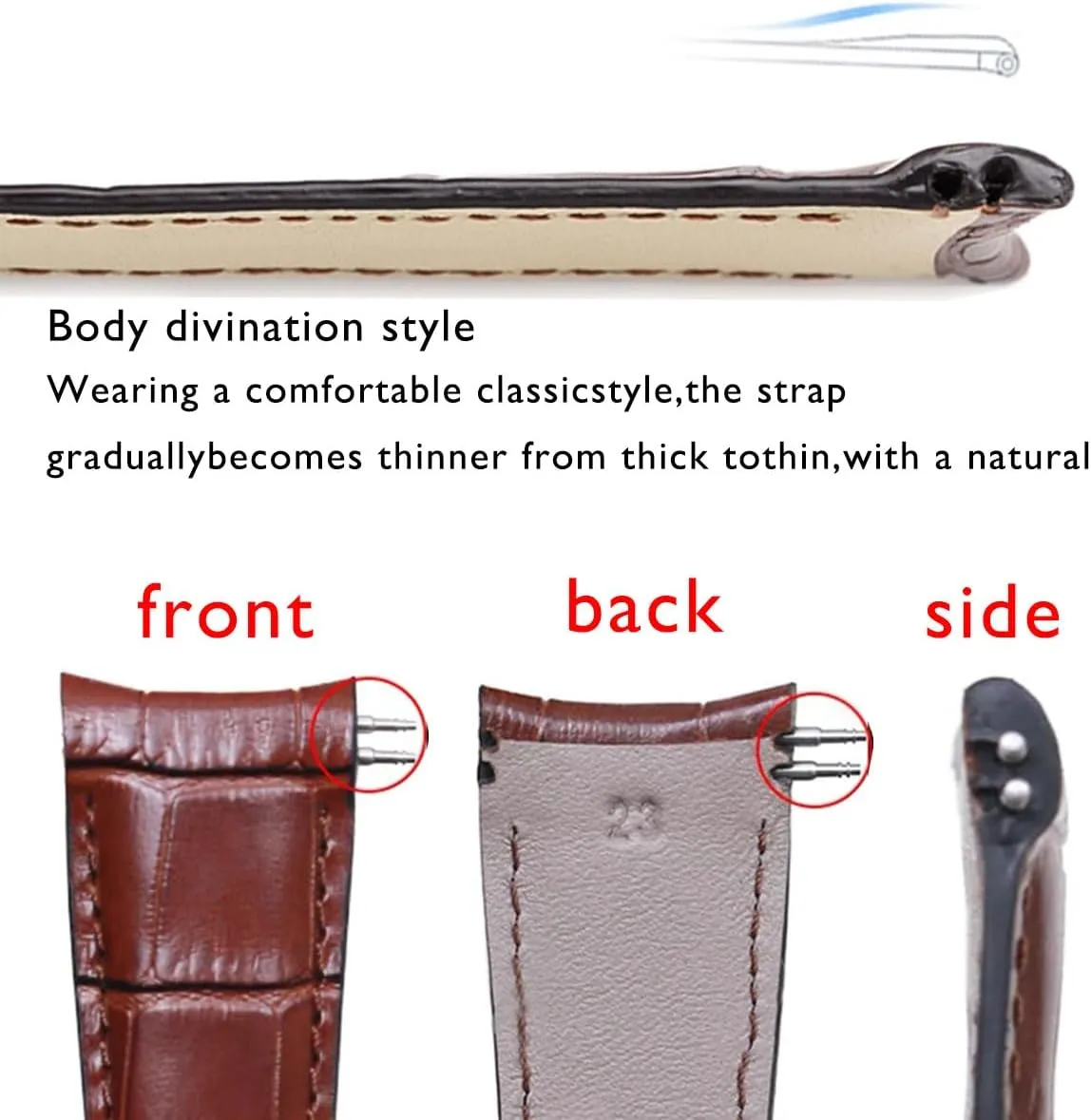 for Frederique Constant Century old Elegant Series FC-303C6B4/303V6B4 Genuine Calf Skin Leather Watch Bands Compatible Rowing Series FC-330 RM6B4/RM6B6, 23mm Curved End Double Spring Bars Men Straps