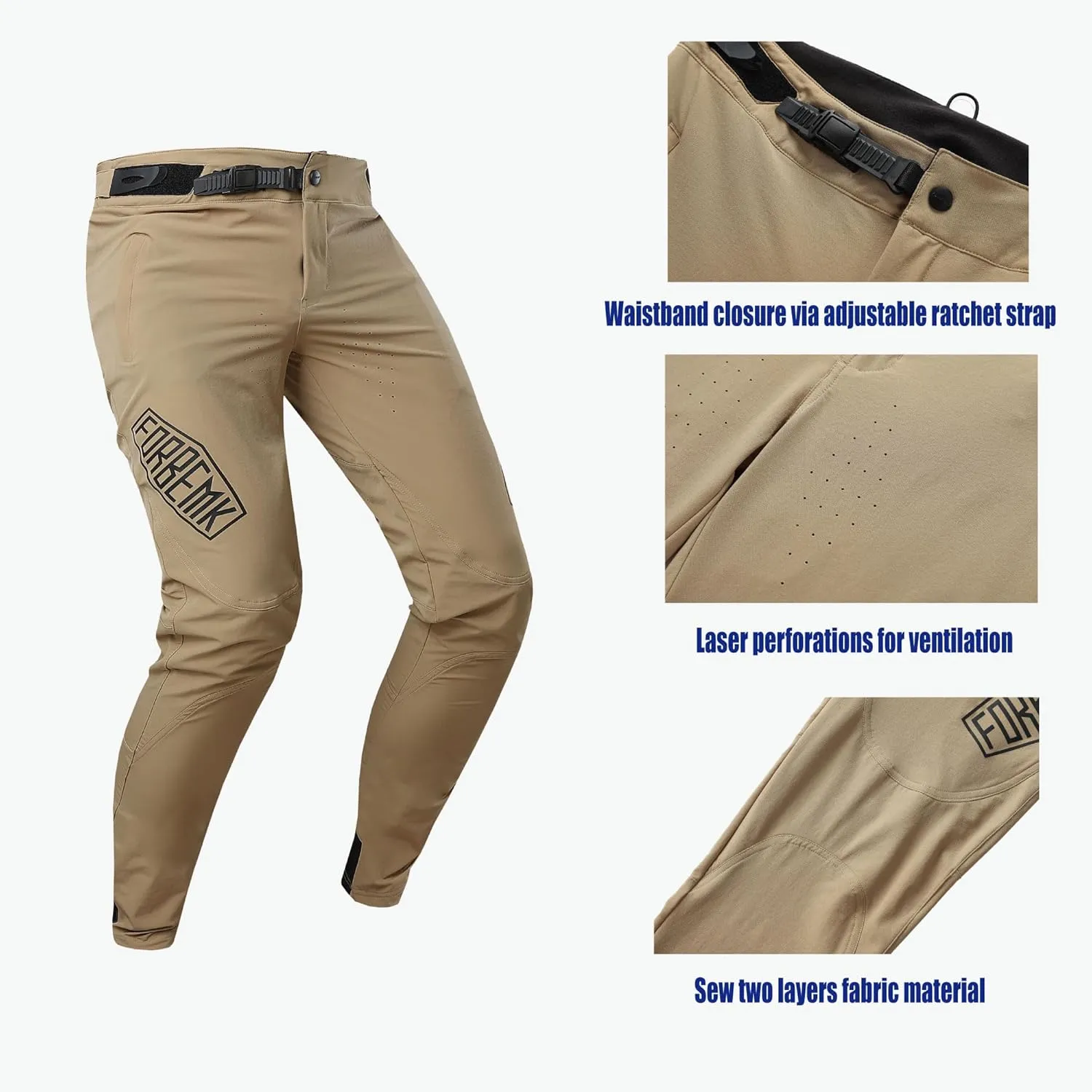 FORBEMK Men's Mountain Biking Cycling MTB Riding Pants,Quick-Dry Lightweight Breathable BMX Downhill Bike Pants