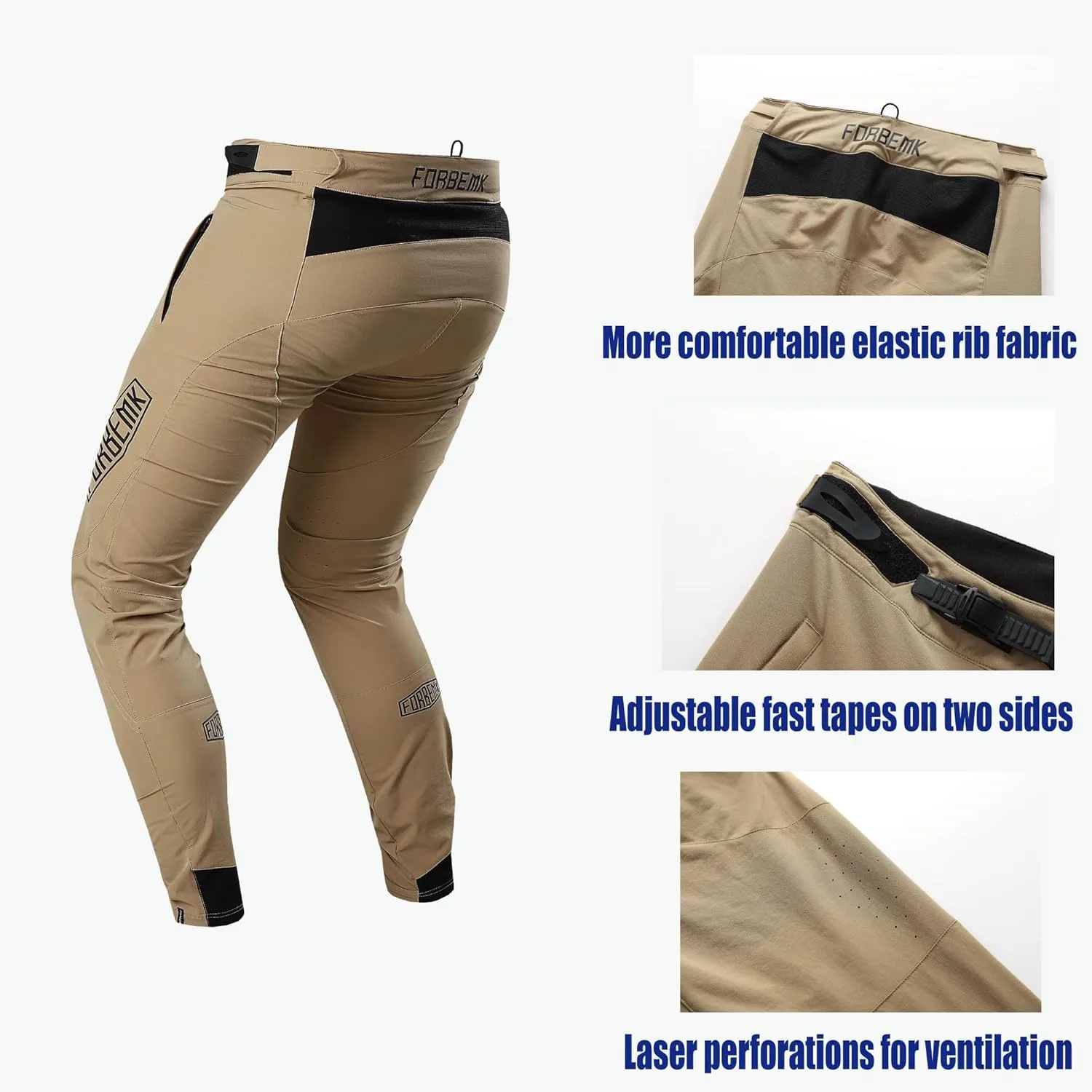 FORBEMK Men's Mountain Biking Cycling MTB Riding Pants,Quick-Dry Lightweight Breathable BMX Downhill Bike Pants