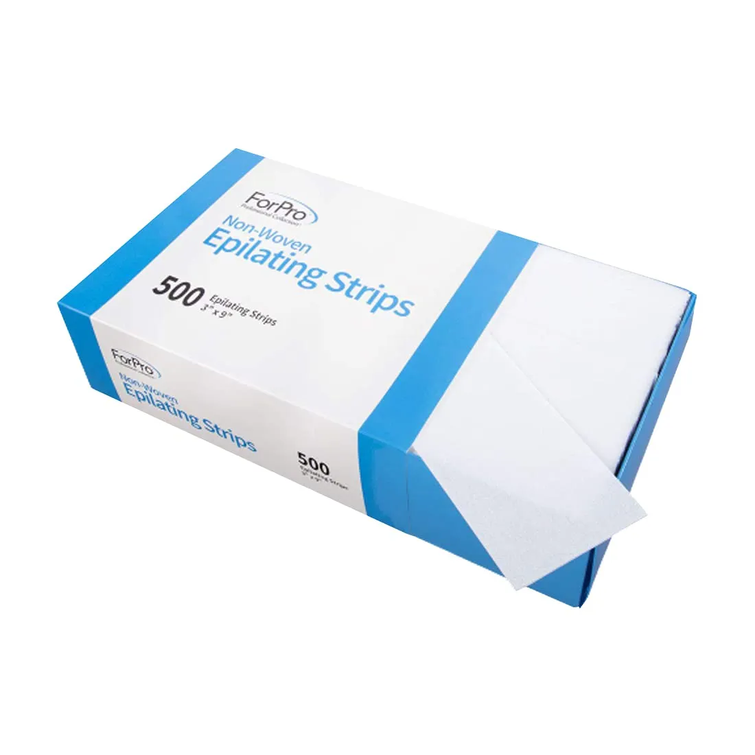 ForPro Professional Collection Non-Woven Epilating Strips, White, Tear-Resistant, Pre-Cut Strips For Hair Removal, 3" W x 9" L, 500-Count