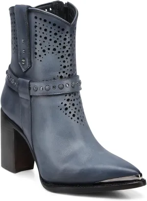 FRANCO CUADRA Women's Leather Ankle Boot with Crystals 4I18RS, Blue
