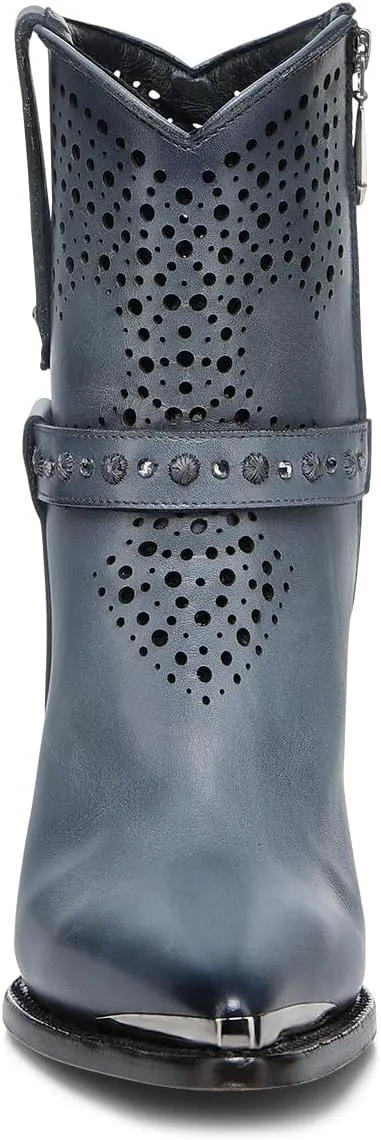 FRANCO CUADRA Women's Leather Ankle Boot with Crystals 4I18RS, Blue