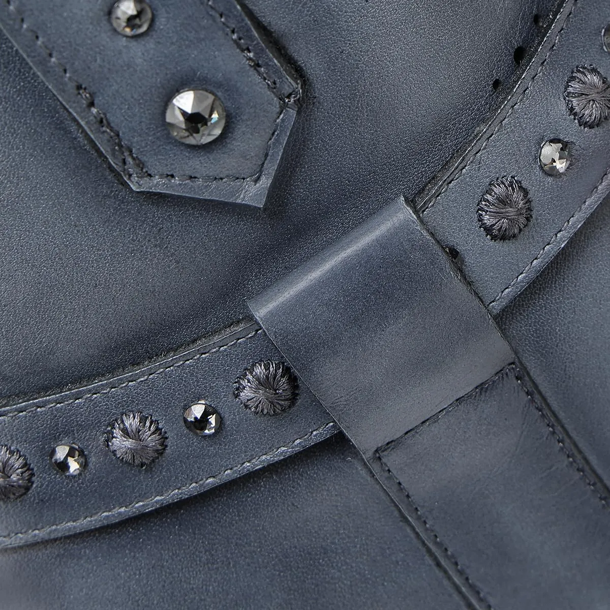 FRANCO CUADRA Women's Leather Ankle Boot with Crystals 4I18RS, Blue