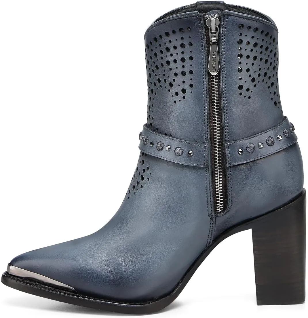 FRANCO CUADRA Women's Leather Ankle Boot with Crystals 4I18RS, Blue