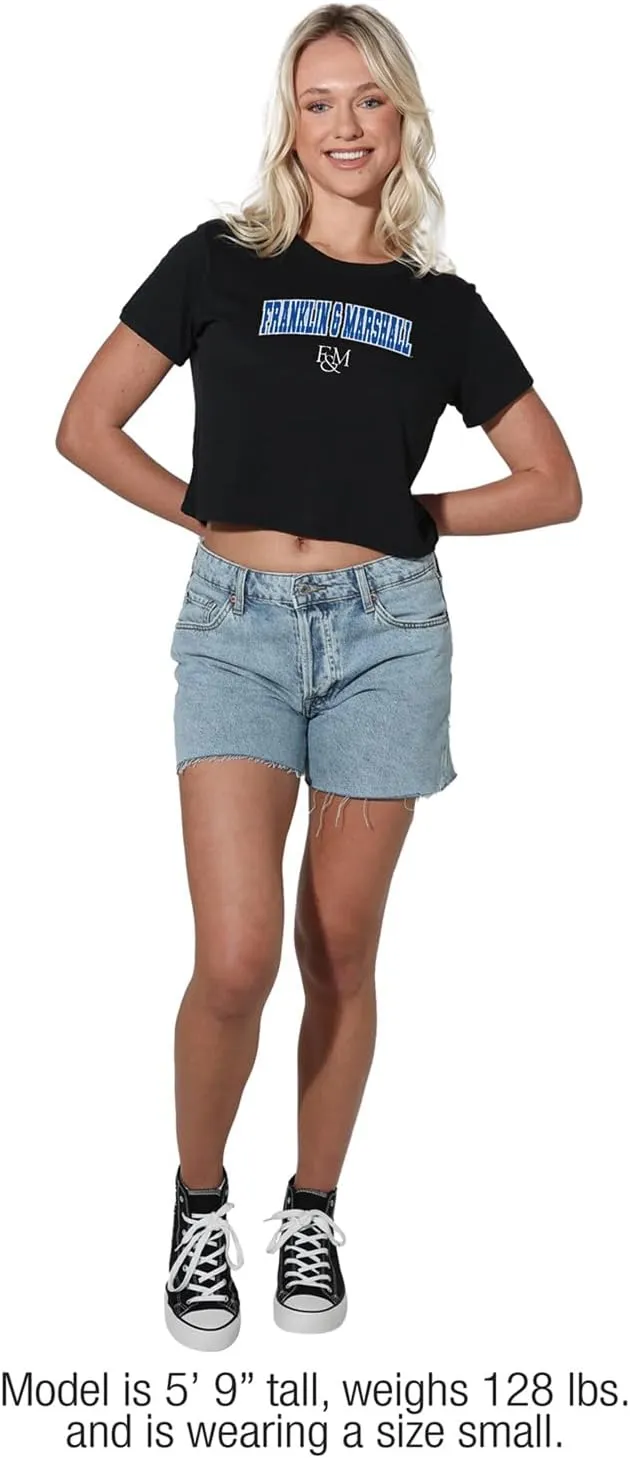 Franklin & Marshall College Arch Logo Black Women's Apparel Crop Top T-Shirt