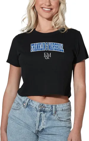 Franklin & Marshall College Arch Logo Black Women's Apparel Crop Top T-Shirt