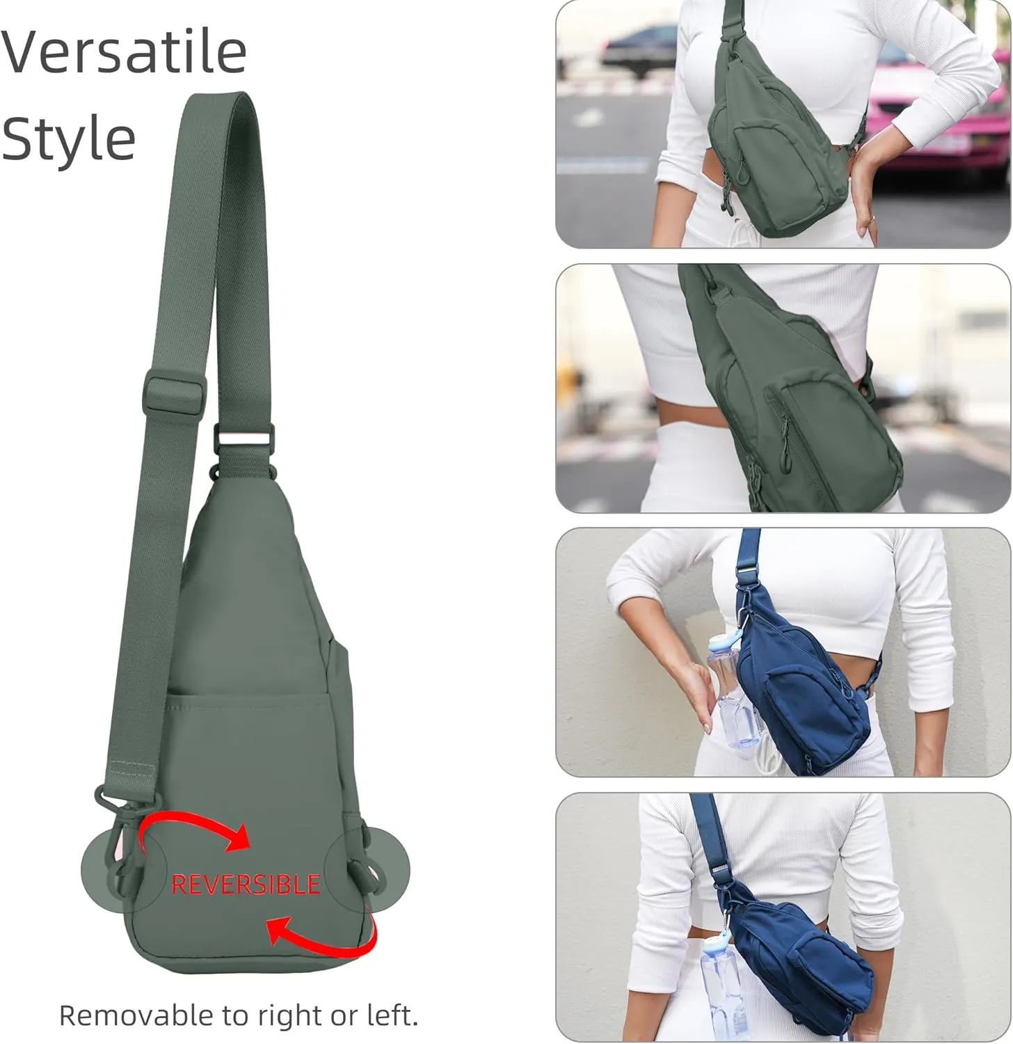 FREE ROCK Small Crossbody Bag Mini Nylon Sling Bag Cross Body Bag Chest Bag For Outdoors Hiking Traveling For Women Men (Green)