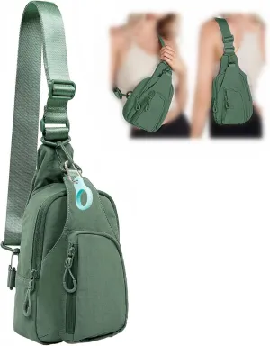 FREE ROCK Small Crossbody Bag Mini Nylon Sling Bag Cross Body Bag Chest Bag For Outdoors Hiking Traveling For Women Men (Green)