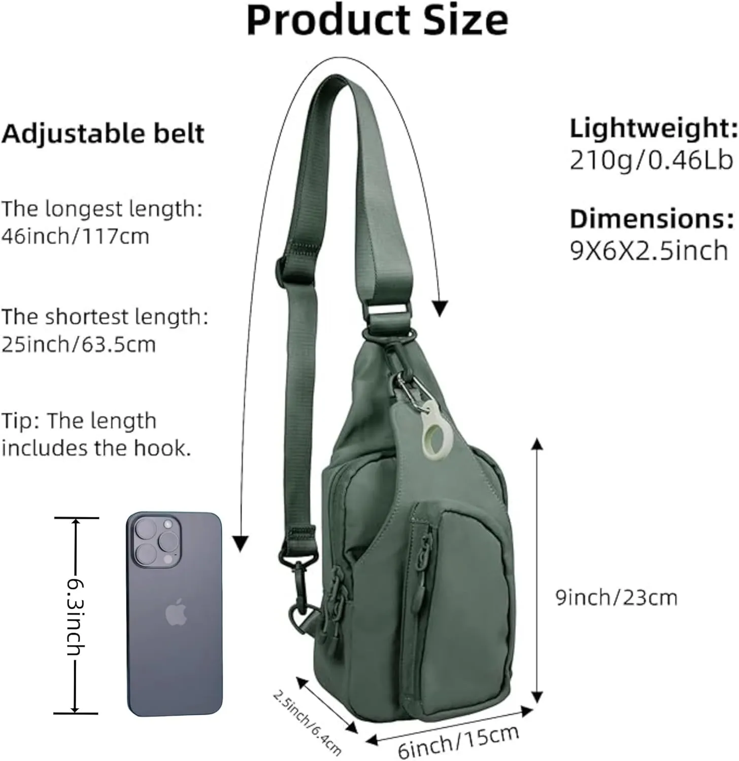 FREE ROCK Small Crossbody Bag Mini Nylon Sling Bag Cross Body Bag Chest Bag For Outdoors Hiking Traveling For Women Men (Green)